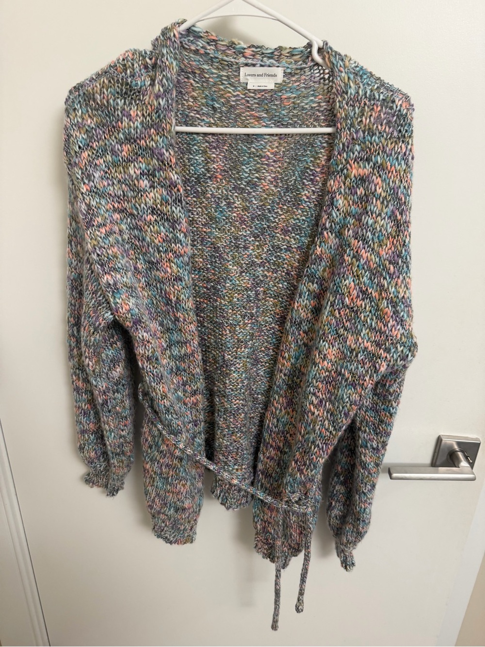 Lover & Friends multicolor knit belted cardigan